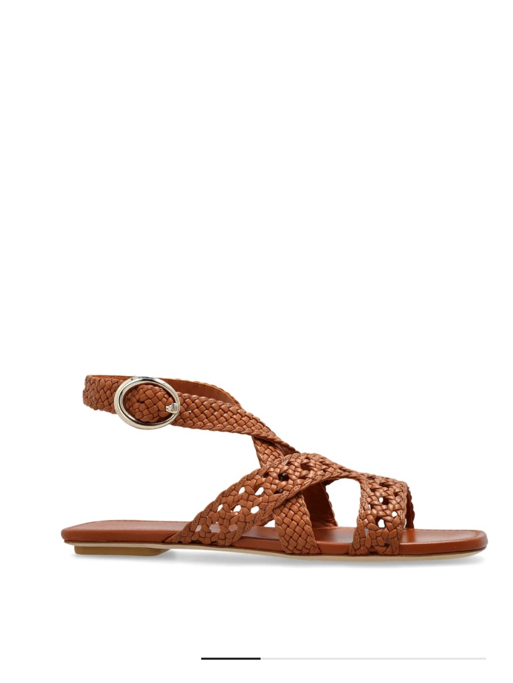 Stuart Weitzman Braided Leather Ankle-Strap Sandals - Cognac